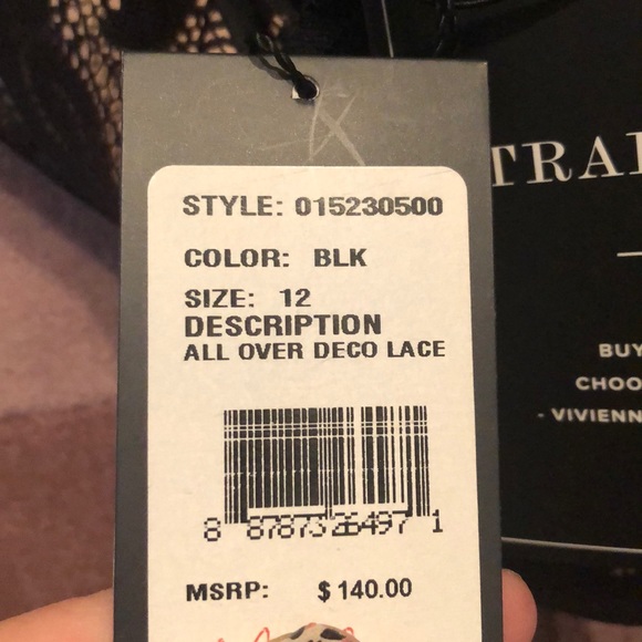 Adrianna Papell Black Lace Sleeve Dress NWT 4P 12 - Picture 7 of 8